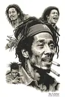 Bob marley Elvis Presley Michael Jackson with Notes  tattoo design idea