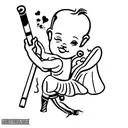 cupid with an ak smoking a cigarrette tattoo design idea