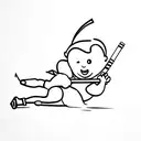 cupid with an ak smoking a cigarrette tattoo design idea