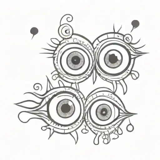 three eye balls combination in a love sign  tattoo design idea