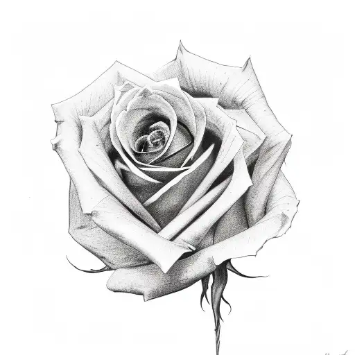 single fine line rose with bicep  tattoo design idea