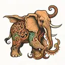 elephant octopus mix tattoo design idea