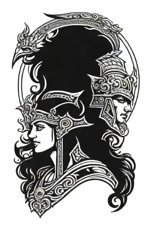 ares and athena greek goddess tattoo design idea