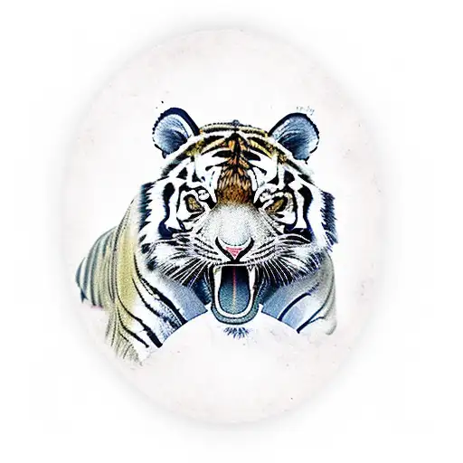 tiger with a red panda riding it tattoo design idea