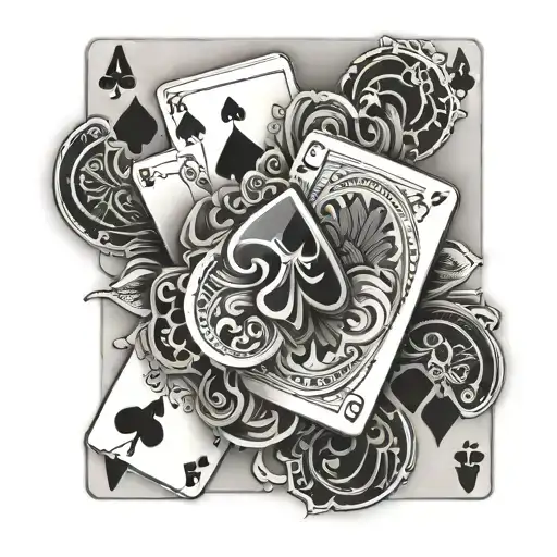 poker cards arranged & produced tattoo design idea