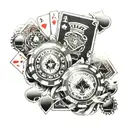 poker cards arranged & produced tattoo design idea