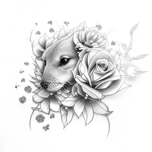 flowers and plants with an animal of commitment included tattoo design idea