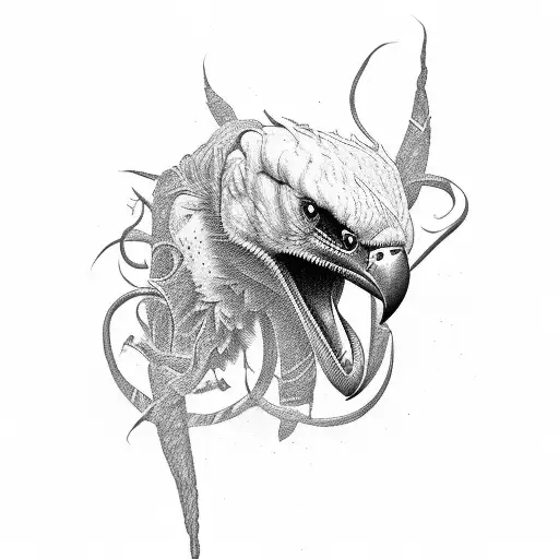 vulture and snakw tattoo design idea