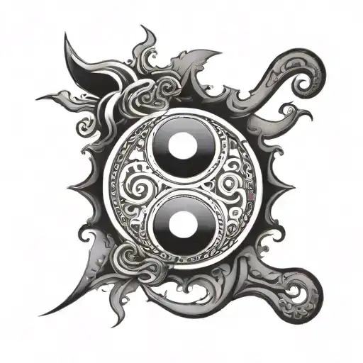 A tattoo design featuring the date 12-04-2006 incorporated into a yin and yang symbol tattoo design idea