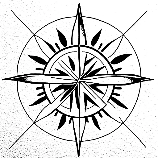 flower compass tattoo design idea