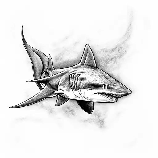 Trident shark tattoo design idea