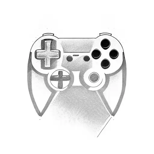 A minimalistic tattoo of a joystick or controller, incorporating elements of graphic design to represent the client's profession tattoo design idea