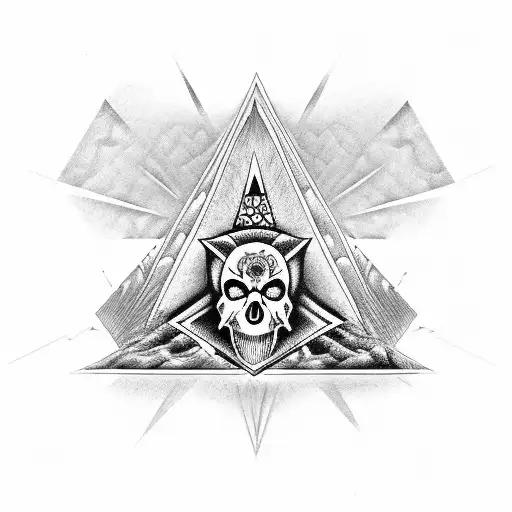 Dotwork "Nwo Pyramid Logo Integrated With A..." Tattoo Idea BlackInk AI