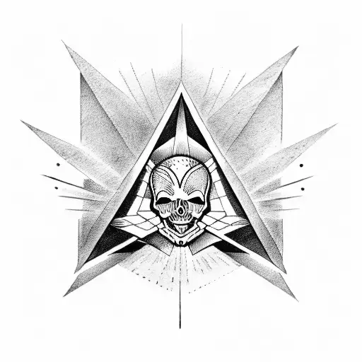 Dotwork "Nwo Pyramid Logo Integrated With A..." Tattoo Idea BlackInk AI