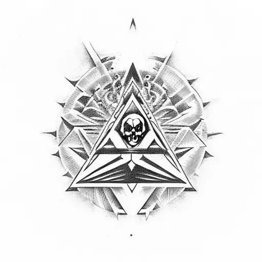 Dotwork "Nwo Pyramid Logo Integrated With A..." Tattoo Idea BlackInk AI