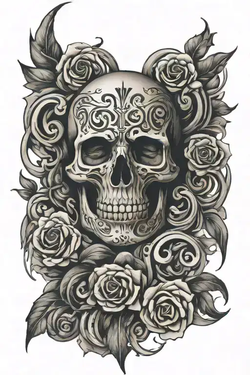 Chicano lettering negative space surrounded tattoo design idea