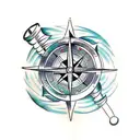viking compass and four elements  tattoo design idea