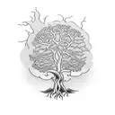 An intricate tree with roots symbolizing environmental justice tattoo design idea