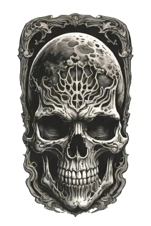 moon skull tattoo design idea