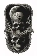 skull moon tattoo design idea