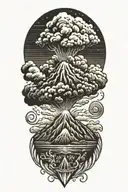 Volcano black and white tattoo design idea