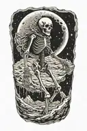 skeleton on the moon tattoo design idea