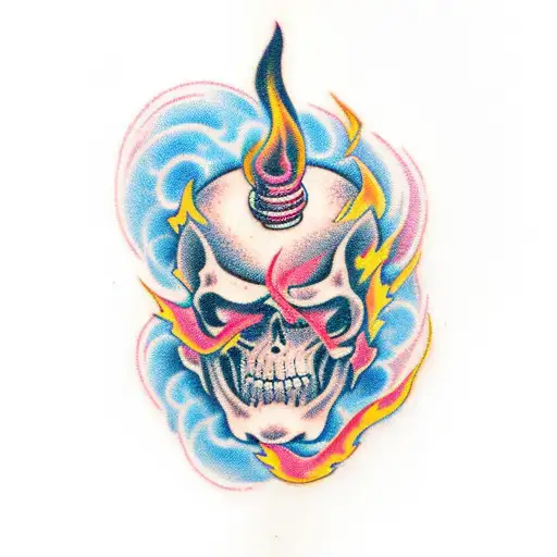 fuck cancer phrase written with flames tattoo design idea