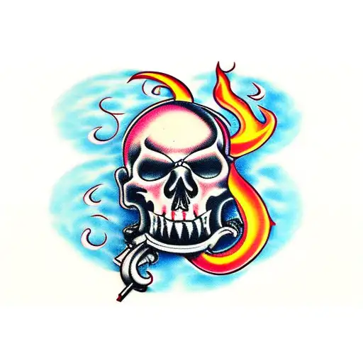 fuck cancer phrase written with flames tattoo design idea