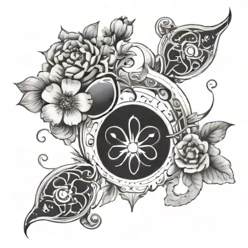 cancer horoscope symbol with flowers  tattoo design idea