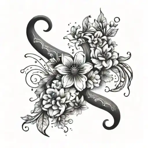 cancer horoscope symbol with flowers  tattoo design idea