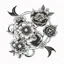 cancer horoscope symbol with flowers  tattoo design idea