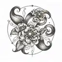cancer horoscope symbol with flowers  tattoo design idea