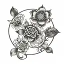 cancer horoscope symbol with flowers  tattoo design idea