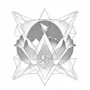 Geometric tattoo that represents hard work and kindness. Should include mountains and sports. Tattoo should fit on bicep tattoo design idea