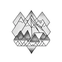 Geometric tattoo that represents hard work and kindness. Should include mountains and sports. Tattoo should fit on bicep tattoo design idea