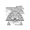 Geometric tattoo that represents hard work and kindness. Should include mountains and sports. Tattoo should fit on bicep tattoo design idea