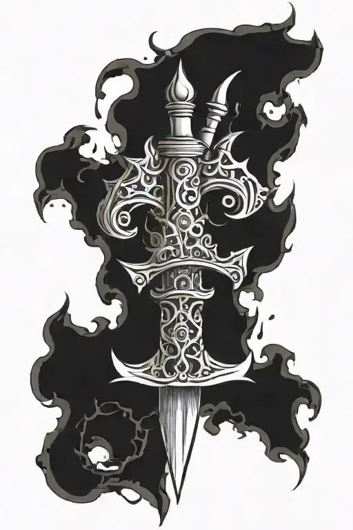 double edged sword tattoo design idea