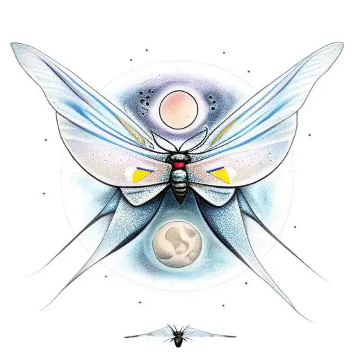 Moth and Moon  tattoo design idea