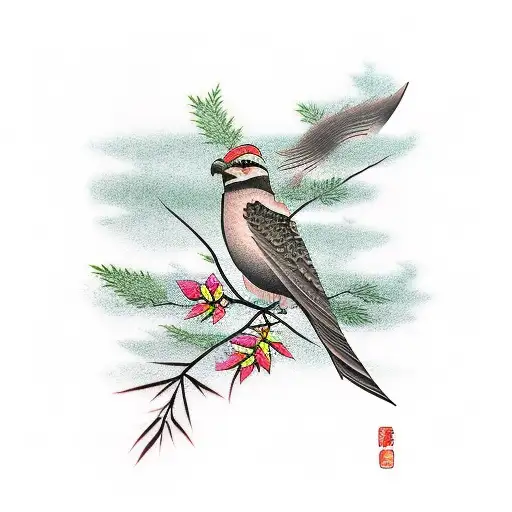 shrike with olive branch tattoo design idea