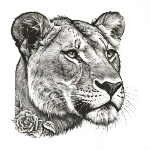 lioness face tattoo tattoo design idea