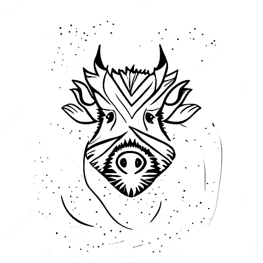 small minimalist wild boar one line tattoo design idea