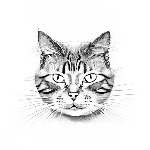 funny cat in a box tattoo design idea