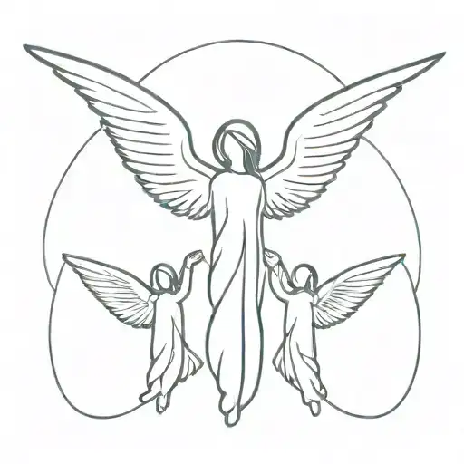3 angels tattoo design idea