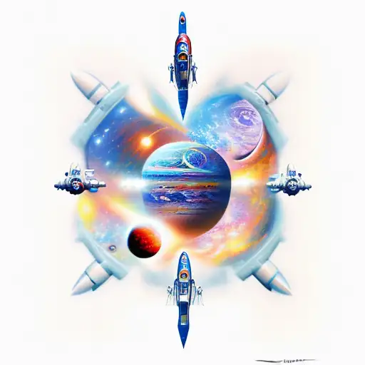 starship in the space tattoo design idea