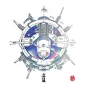 a spaceship battle tattoo design idea