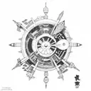 a spaceship battle tattoo design idea