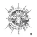 a spaceship battle tattoo design idea