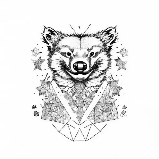 honey badger with stars tattoo design idea