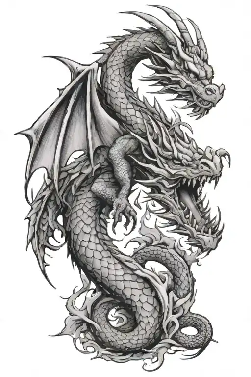 dragon climbing up,feminin tattoo design idea