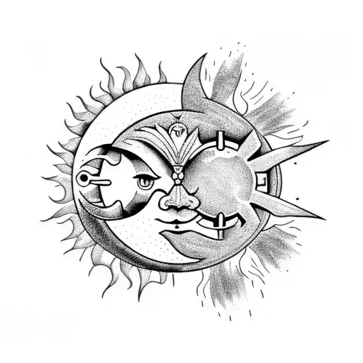 Sun and Moon tattoo design idea